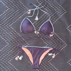 Purple and Mint Tassel Bikini Set
